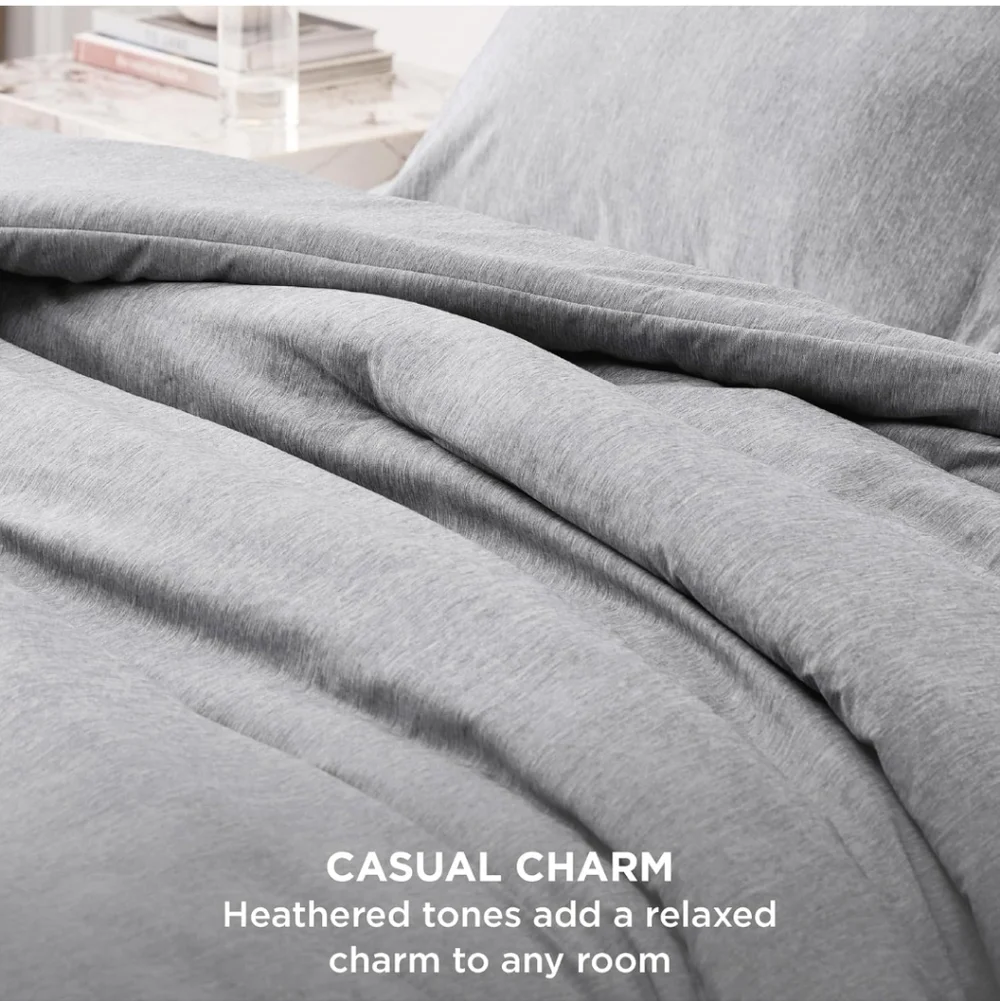 Bedsure King Size Comforter Set - Grey Soft Bedding for All Seasons Cationic Dye